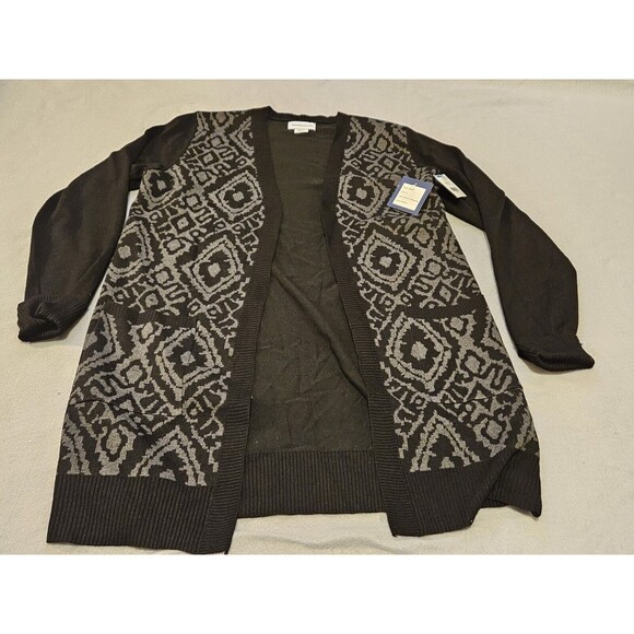Stitchcount Cardigan Sweater Size M Black/Charcoal  Open Style Long - Picture 1 of 11